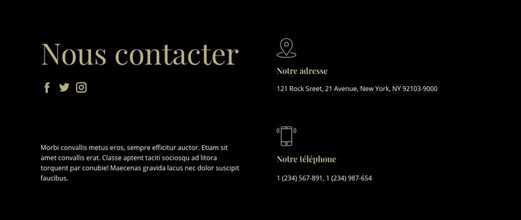 Contact avec nos managers Maquette de site Web