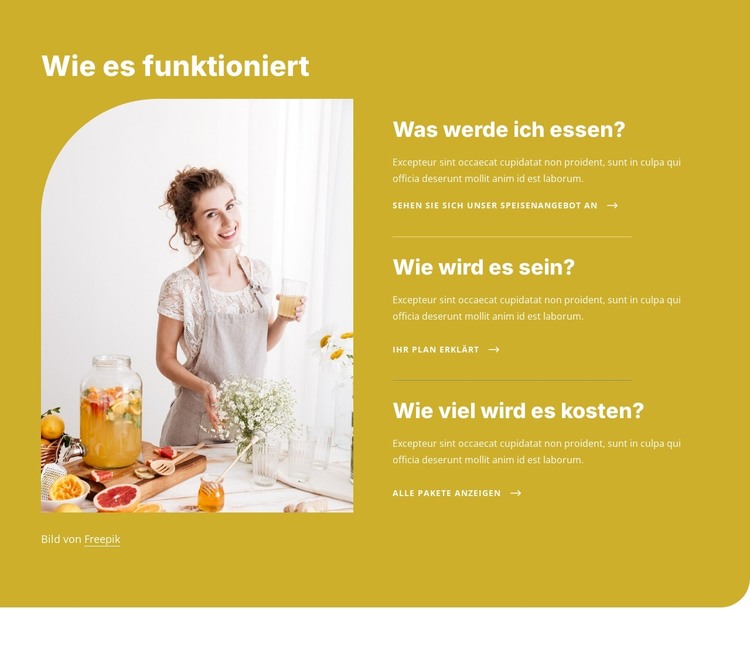 So funktioniert Ernährung HTML-Vorlage