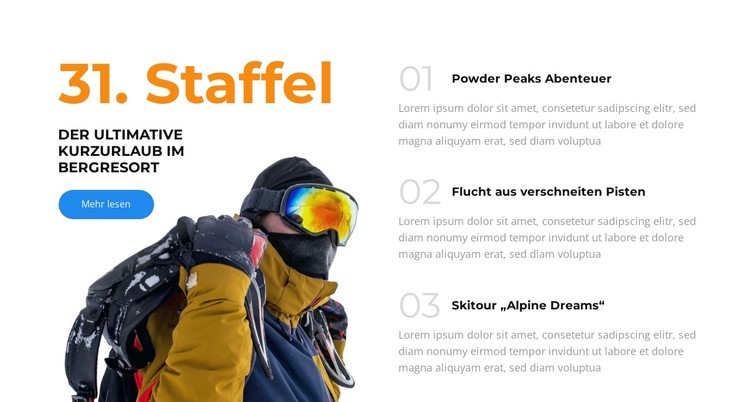 Skifahren, Entspannen, Wiederholen CSS-Vorlage