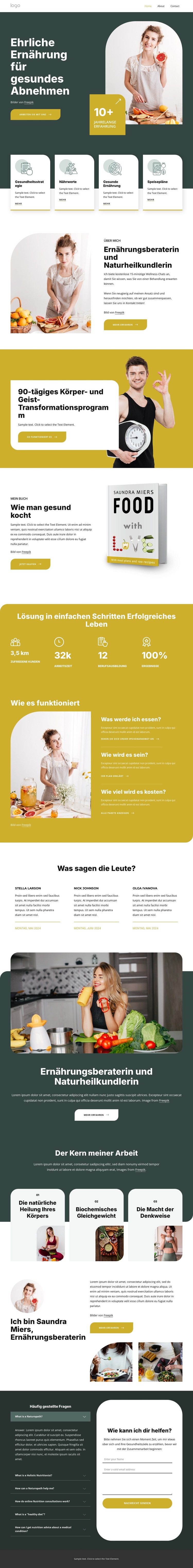 Ehrliche Ernährung Website-Vorlage