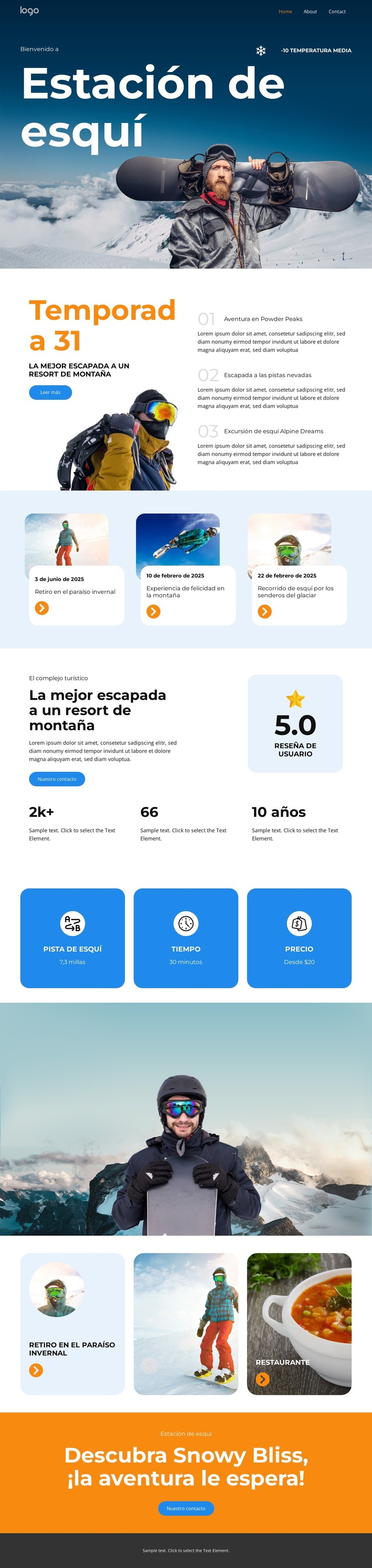 Experiencia de felicidad en la montaña Plantilla CSS