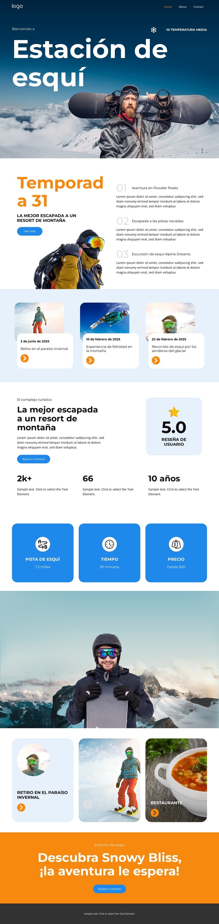 Experiencia de felicidad en la montaña Plantilla HTML