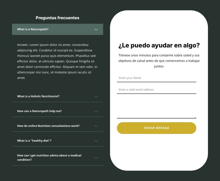 Consulta nutricional personalizada Plantilla HTML