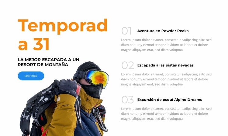 Esquiar, relajarse, repetir Plantilla Joomla