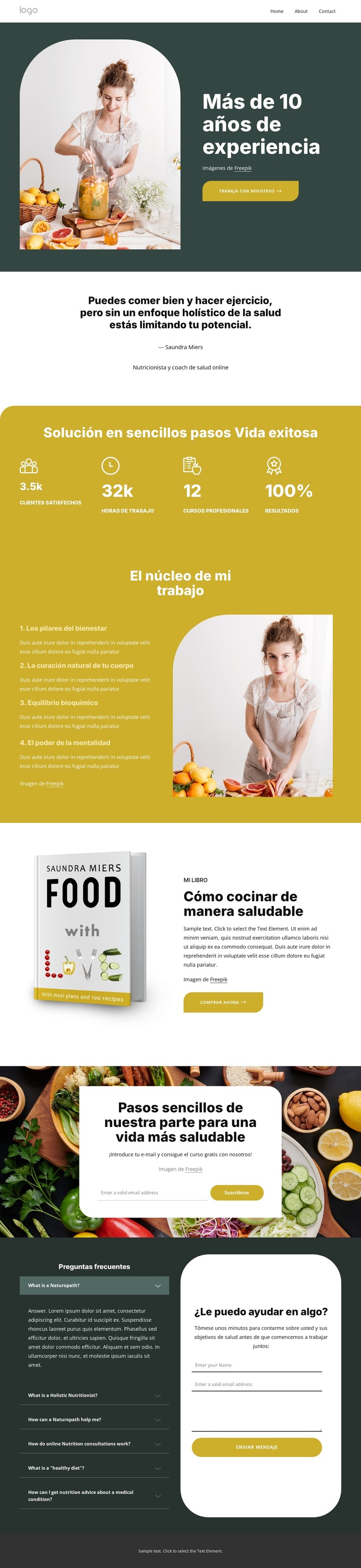 Coach de salud nutricional Plantilla de sitio web