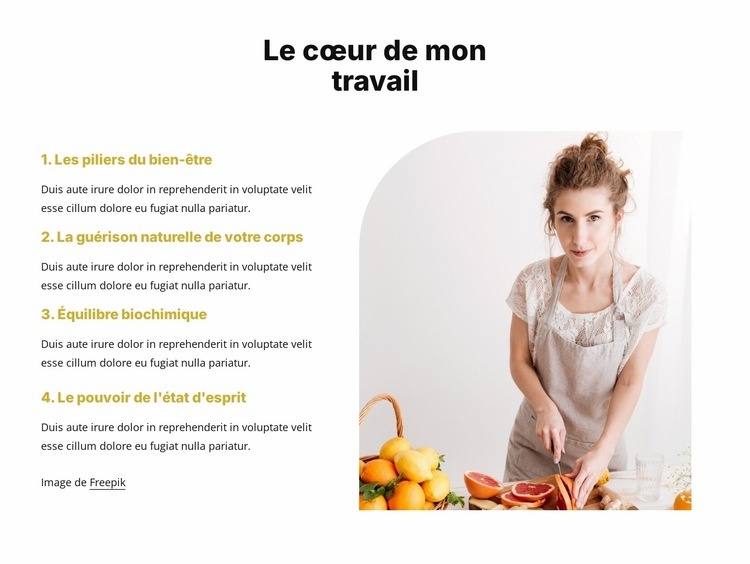 Nutrition et efficacité au travail Maquette de site Web