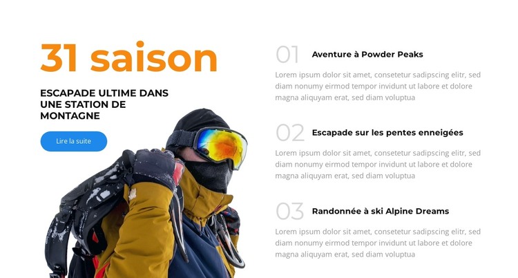 Skier, se détendre, recommencer Modèle HTML