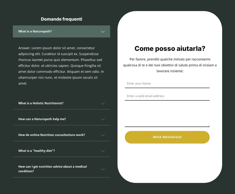 Consulenza nutrizionale personalizzata Modello CSS