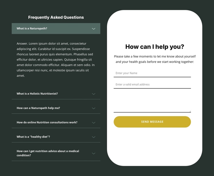 Personal nutrition consultation One Page Template