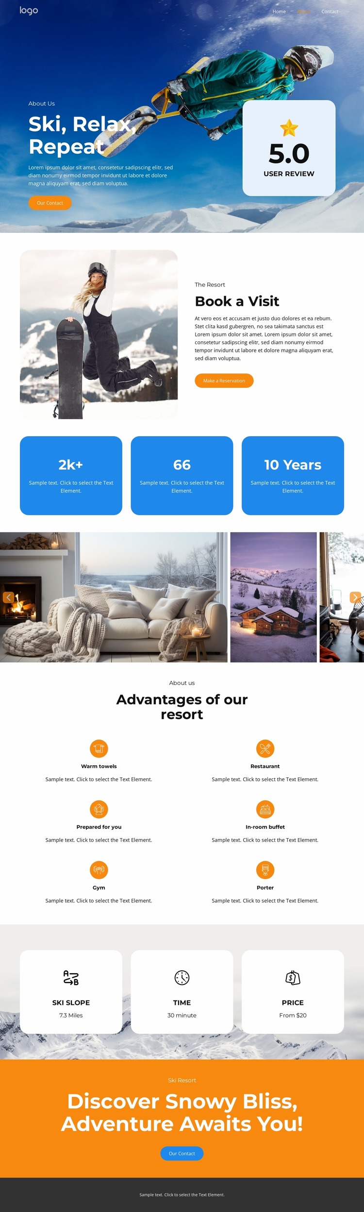 Skiers’ Paradise Awaits Html Website Builder