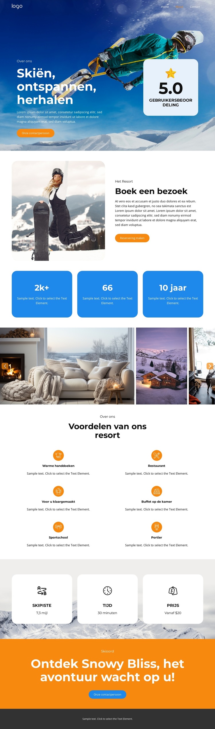 Een paradijs voor skiërs wacht op u Website sjabloon