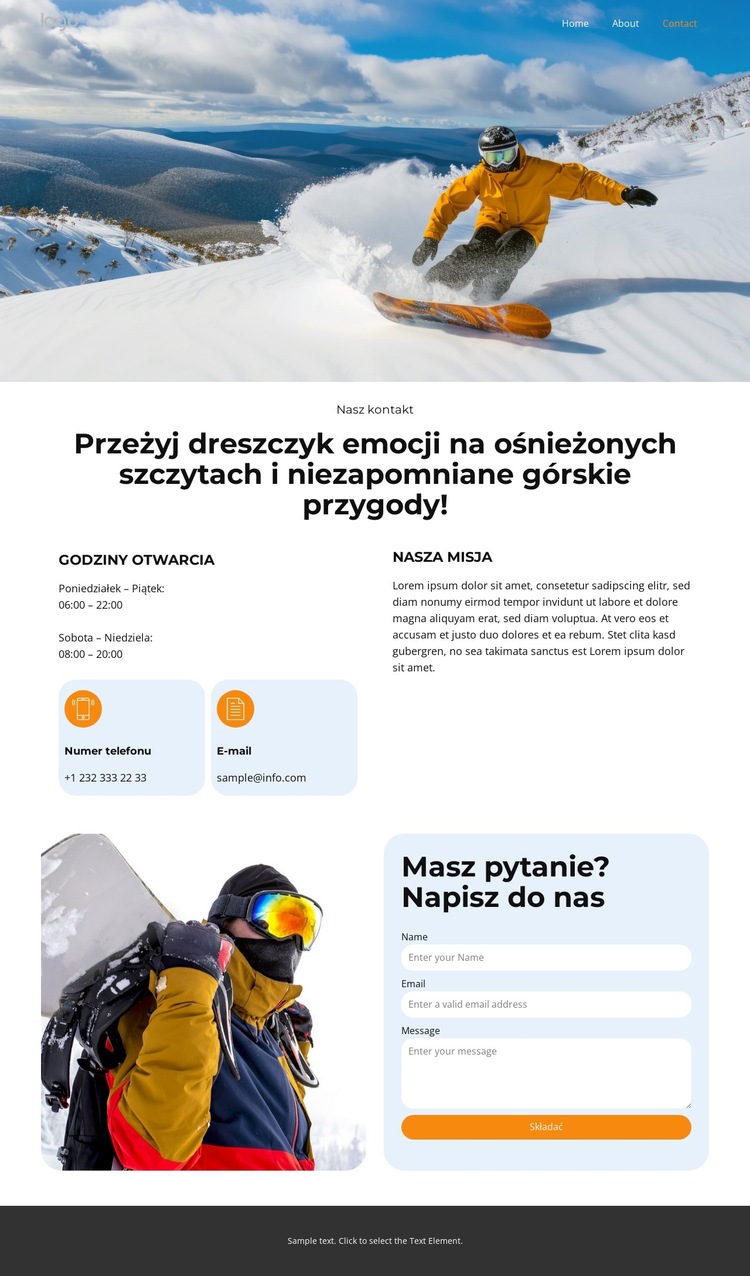 Podbij stoki Szablon witryny sieci Web