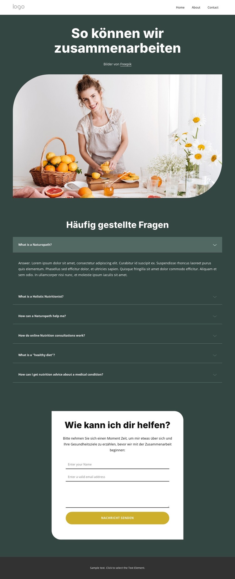 FAQ zum Ernährungscoaching HTML-Vorlage