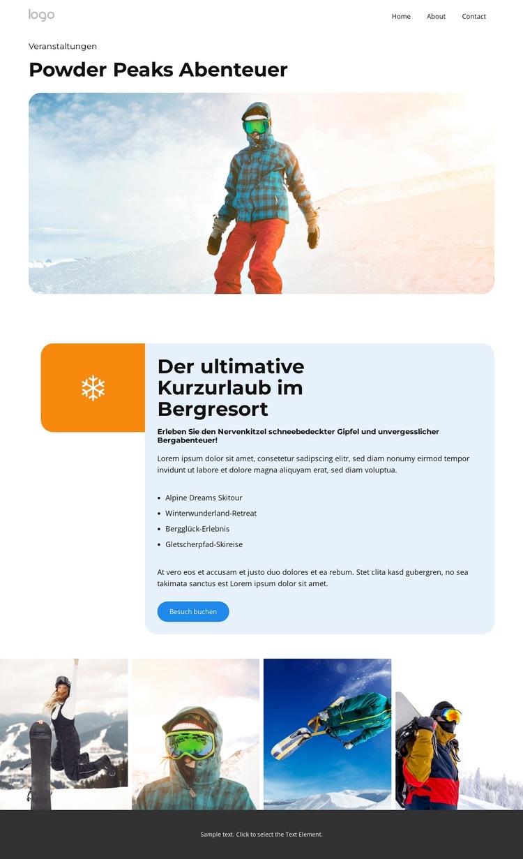 Entspannen Sie sich im Winter Website-Vorlage