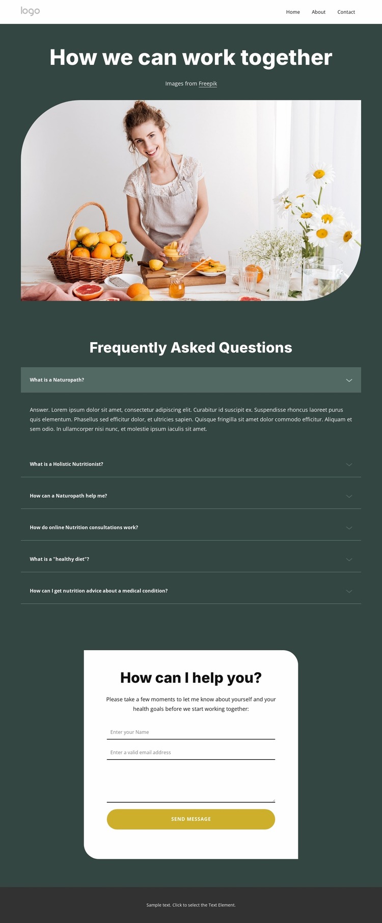 Nutrition coaching faq Html Website Builder