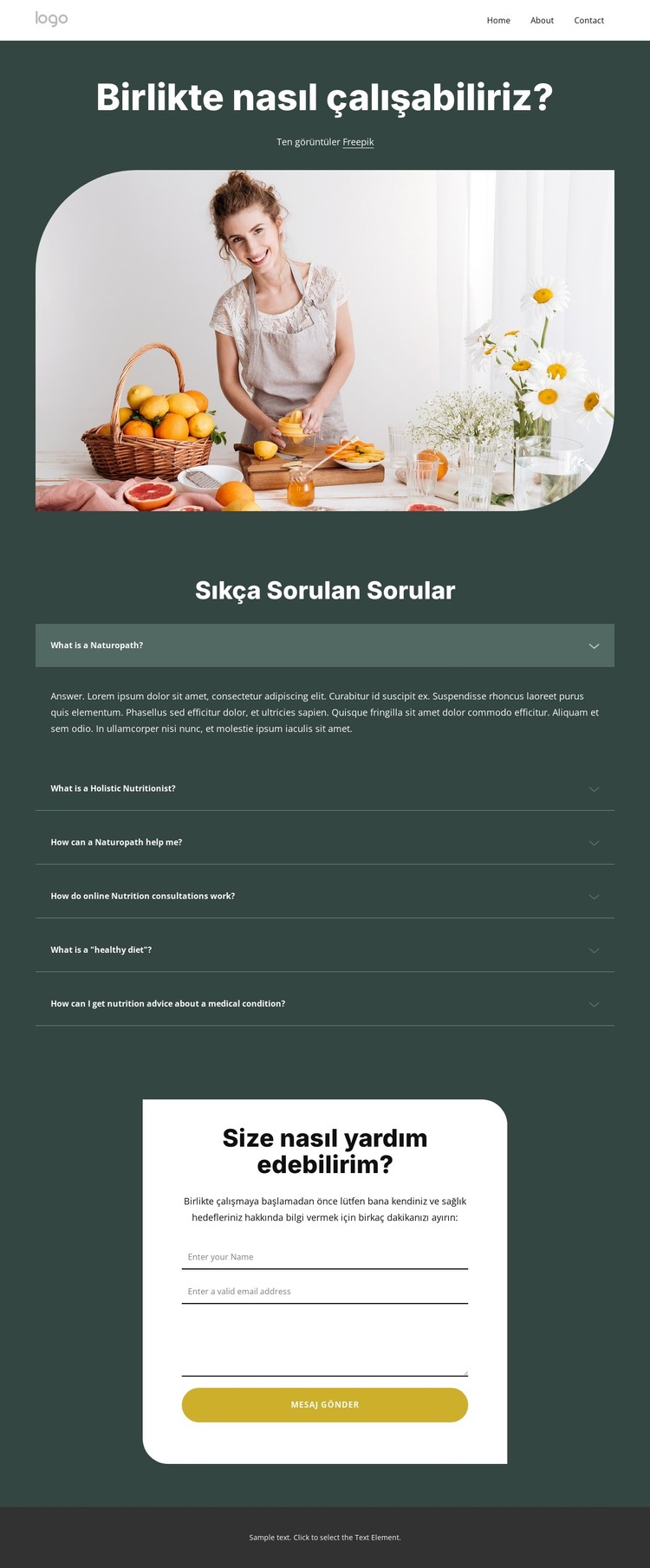 Beslenme koçluğu SSS HTML Şablonu