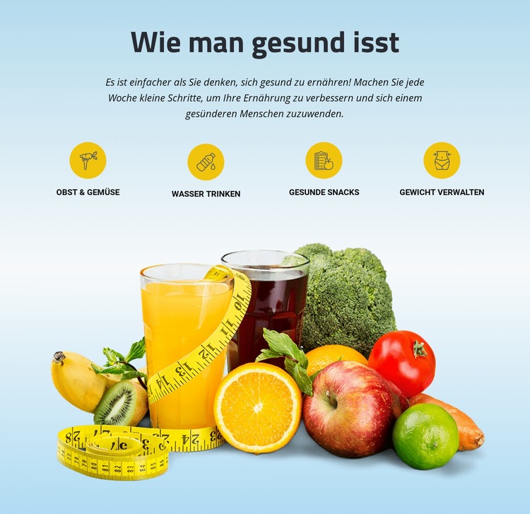 Betont Obst, Gemüse, Vollkornprodukte HTML Website Builder