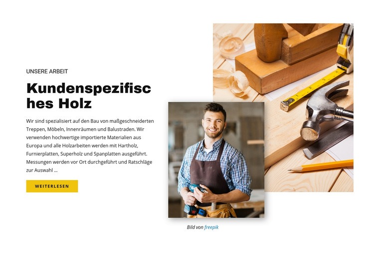 Kundenspezifisches Holz Landing Page
