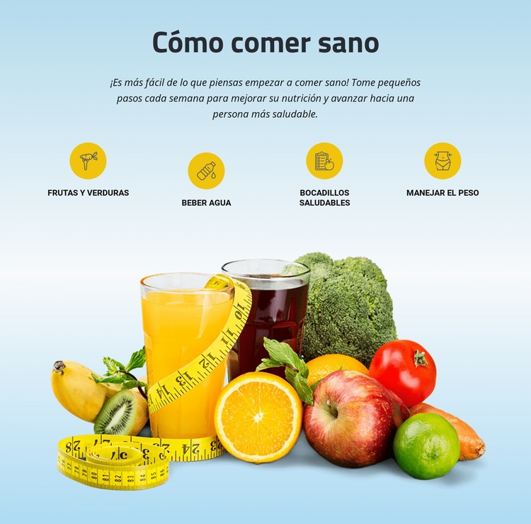 Destaca frutas, verduras, cereales integrales Creador de sitios web HTML