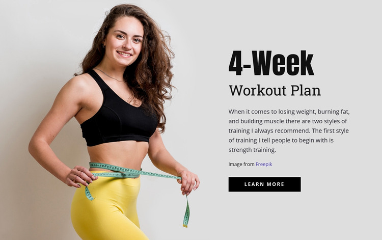 Design your workout plan Homepage Design