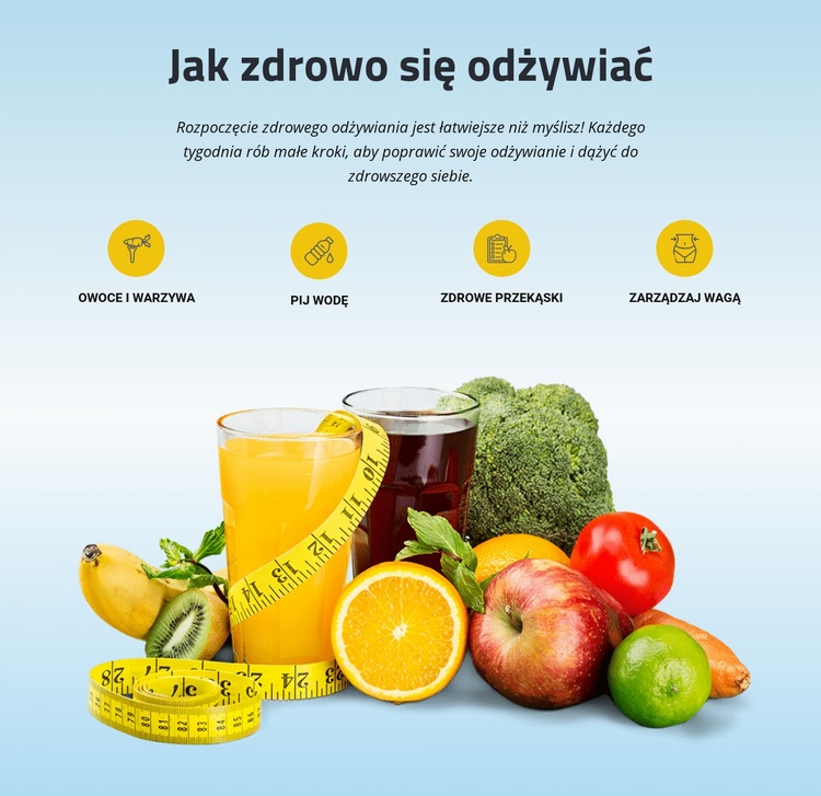 Uwydatnia owoce, warzywa, produkty pełnoziarniste Kreator witryn internetowych HTML