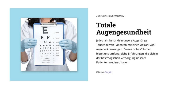 Totale Augengesundheit Website-Modell