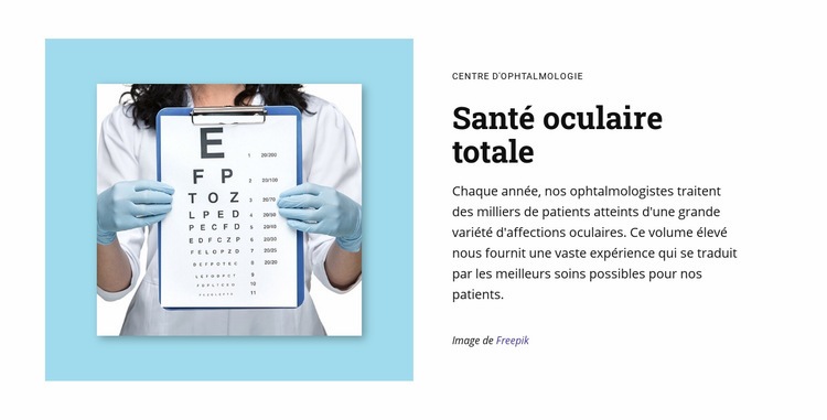 Santé oculaire totale Maquette de site Web