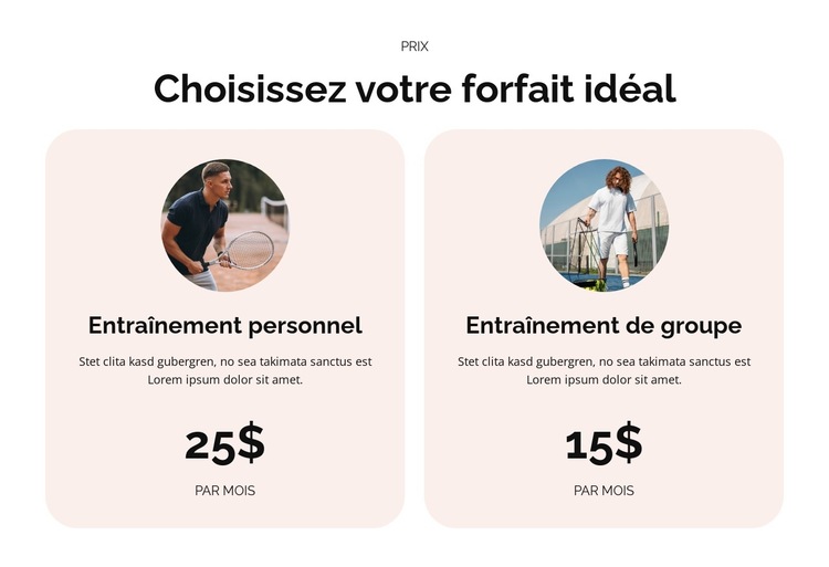 L'art du tennis Modèle de site Web