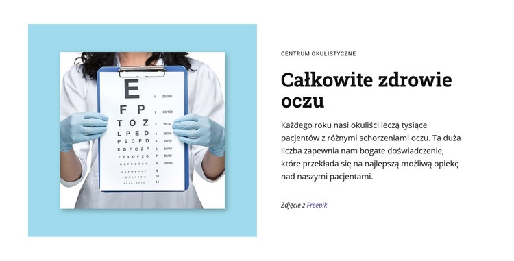 Całkowite zdrowie oczu Makieta strony internetowej