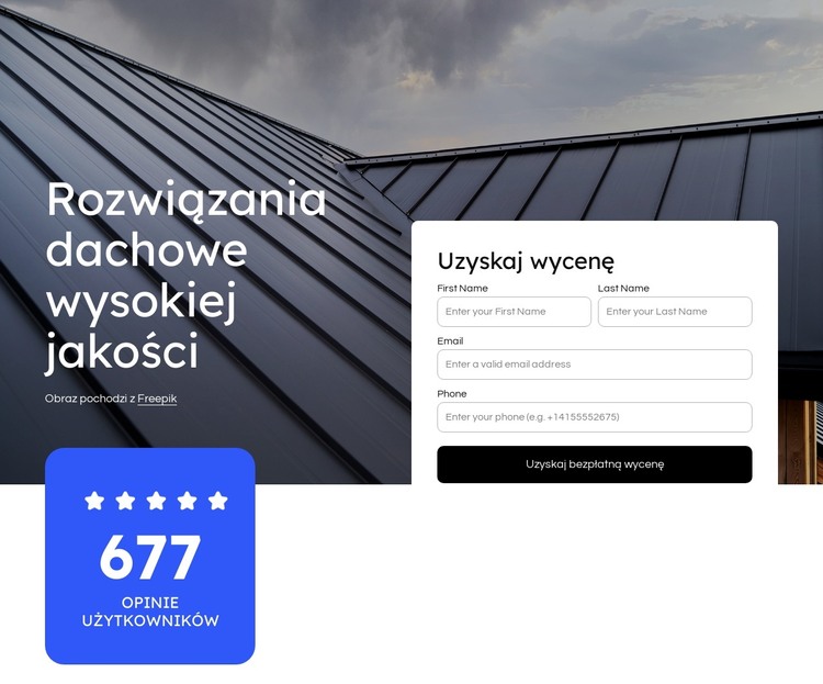Dostarczamy rozwiązania w zakresie pokryć dachowych Szablon HTML