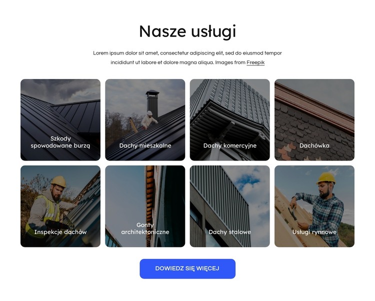 Usługi eksperckie w zakresie pokryć dachowych Szablon HTML