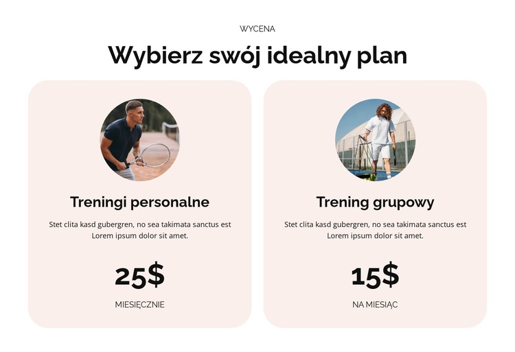 Sztuka tenisa Szablon witryny sieci Web
