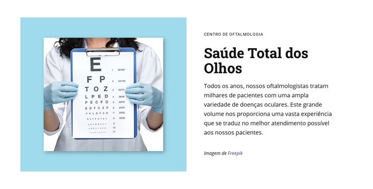 Saúde ocular total Maquete do site