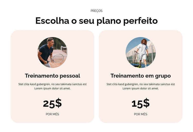 A Arte do Tênis Modelo de site