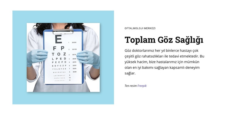 Toplam göz sağlığı Web Sitesi Mockup'ı
