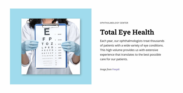 Totale gezondheid van het oog Website mockup