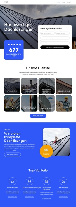 Hochwertige Dachlösungen – Benutzerdefiniertes WordPress-Theme