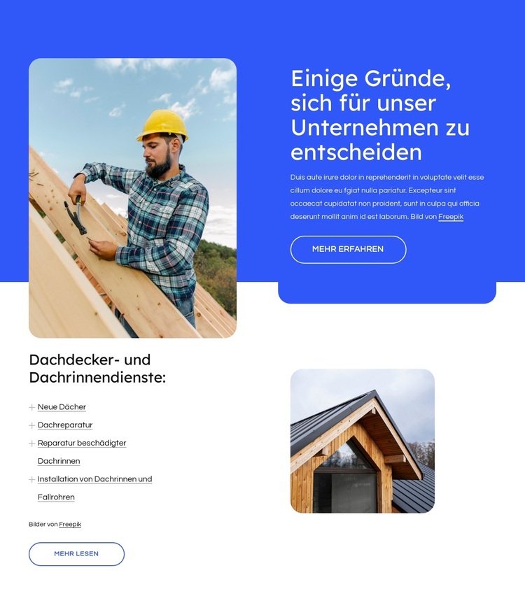 Dachdeckerleistungen und Projekte WordPress-Theme