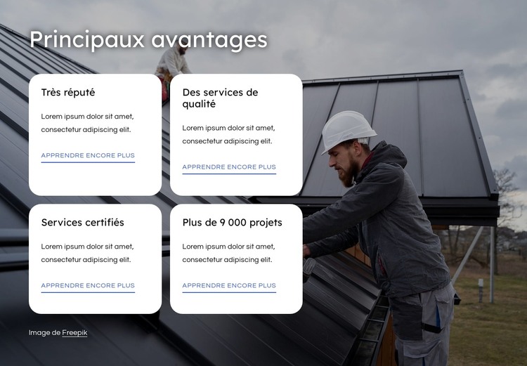 Avantages de travailler avec une entreprise de toiture Modèle HTML