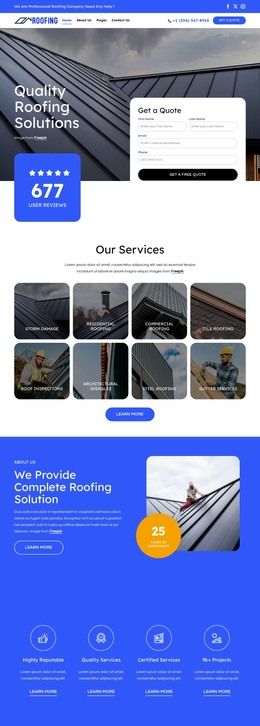 Quality roofing solutions - HTML Template by Nicepage