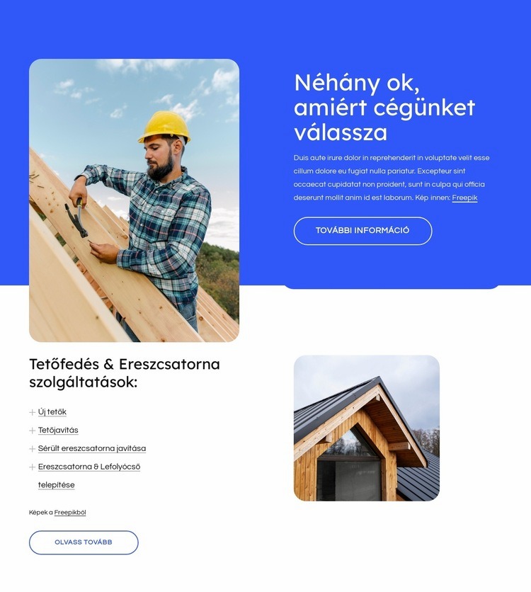 Tetőfedési szolgáltatások és projektek Sablon