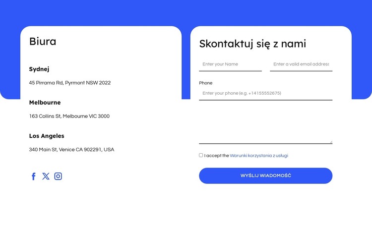 Formularz kontaktowy i biura Szablon HTML