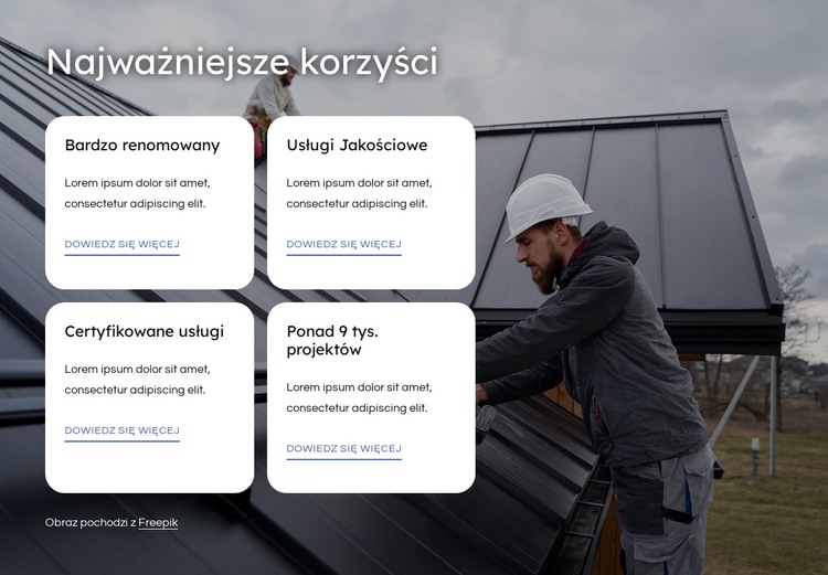 Korzyści ze współpracy z firmą dekarską Szablon HTML