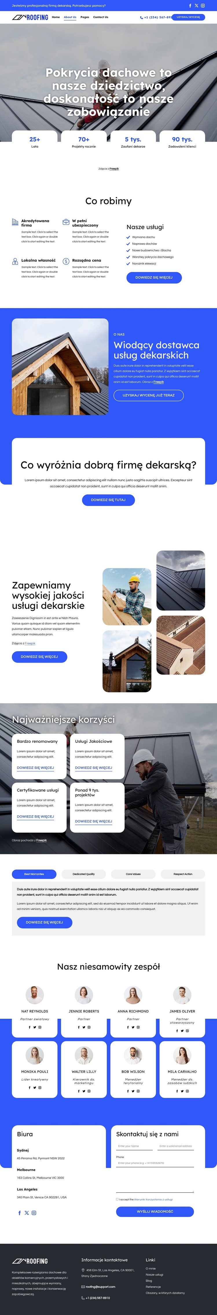 Wymiana i naprawa dachu Szablon witryny sieci Web