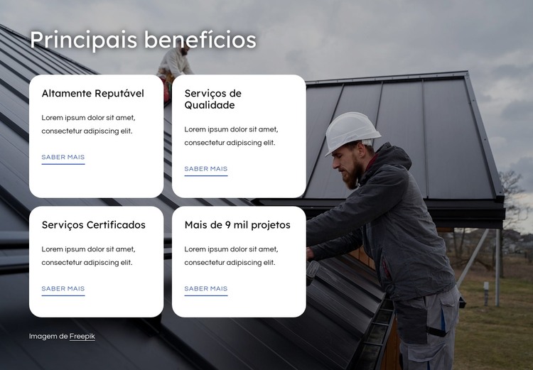 Benefícios de trabalhar com uma empresa de coberturas Modelo HTML