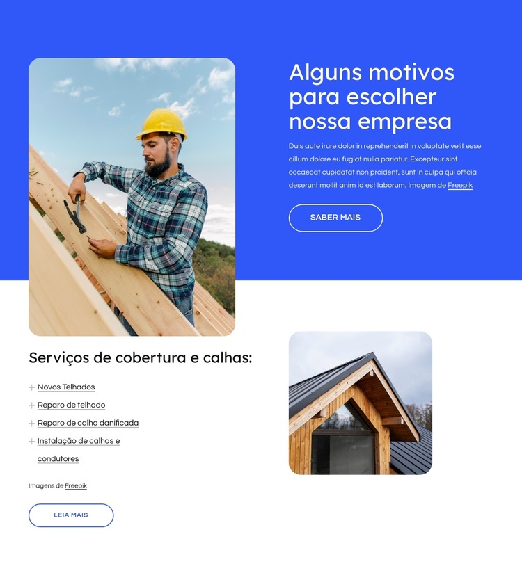 Serviços e projetos de coberturas Modelo de site