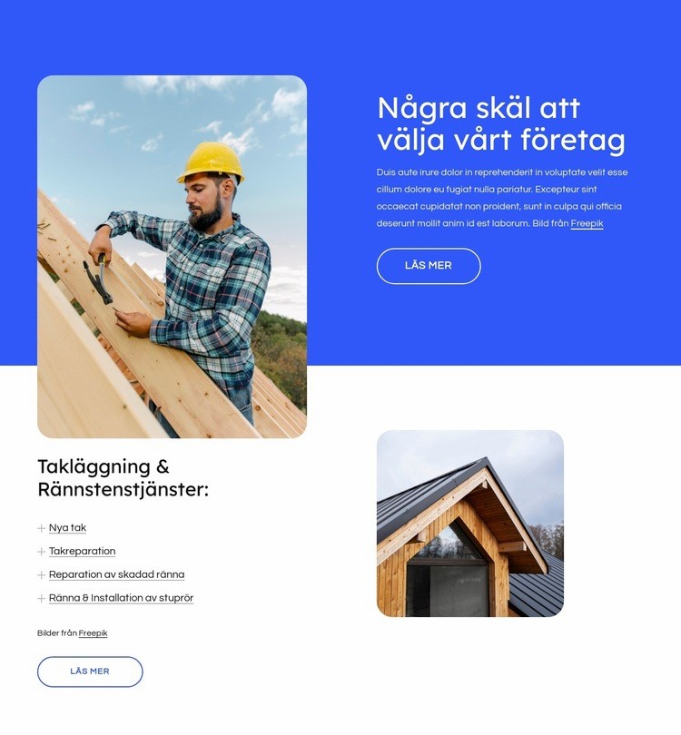 Takläggningstjänster och projekt HTML-mall