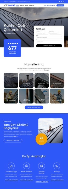 Kaliteli Çatı Çözümleri - Web Sitesi Maket Şablonu