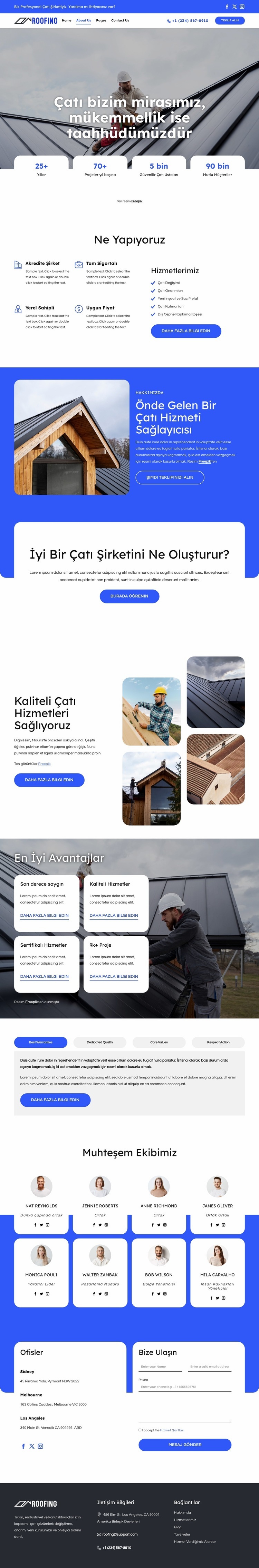 Çatı değişimi ve onarımı Web sitesi tasarımı
