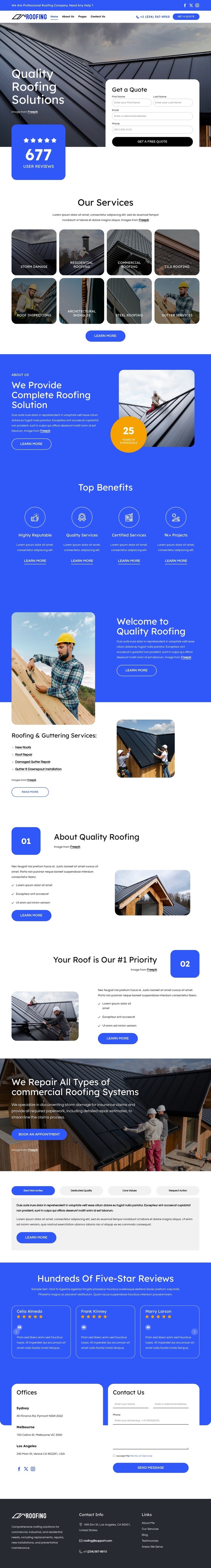 Quality roofing solutions Web Page Design